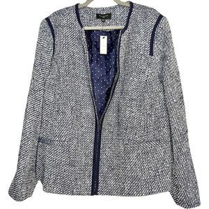 Talbots NWT Blue White Tweed Zip Jacket Blazer Womens Plus Size 22W - 2X